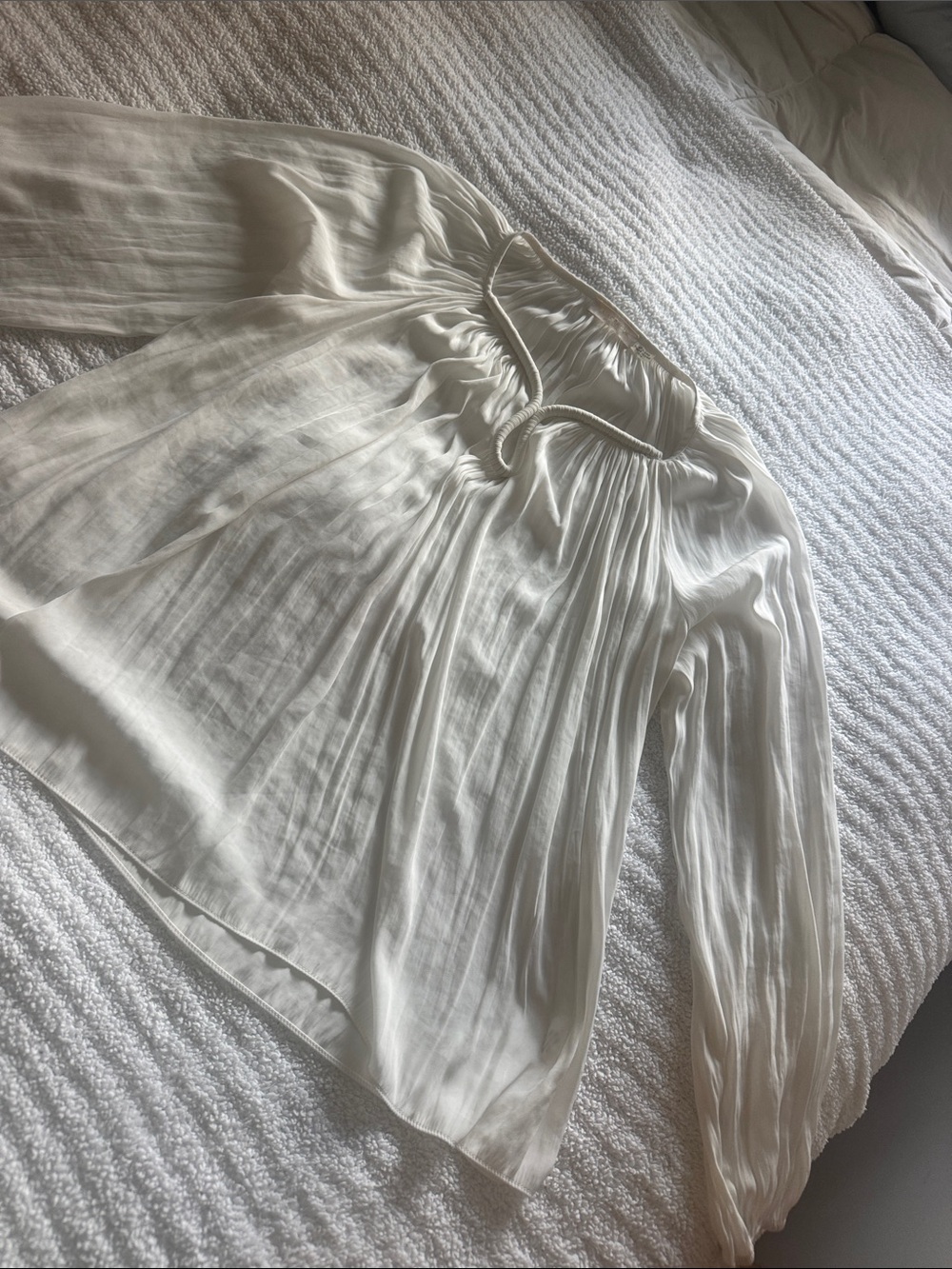 Ramy Brook Pleated Cream Blouse - Picture 2 of 4